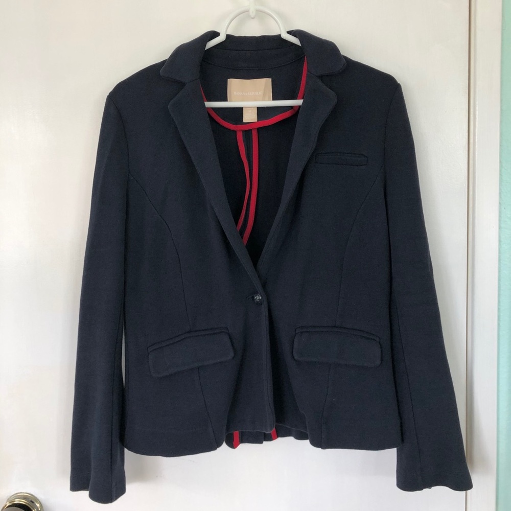 Banana Republic Navy Cotton Blazer
